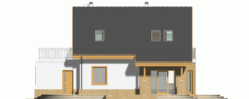 Rzut projektu Puszczyk z garażem - Elewacja