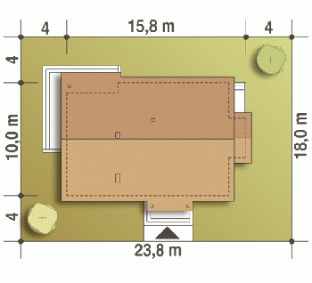 Rzut projektu Gąska - Usytuowanie na działce