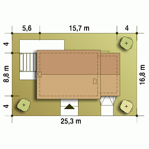 Rzut projektu Michał z garażem - Usytuowanie na działce