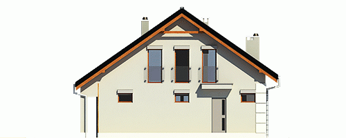 Rzut projektu Nowinka III z garażem - Elewacja