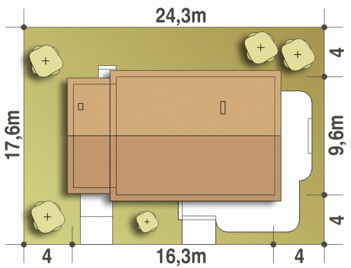 Rzut projektu Lucynka z garażem - Usytuowanie na działce