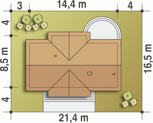 Rzut projektu Modraszka - Usytuowanie na działce