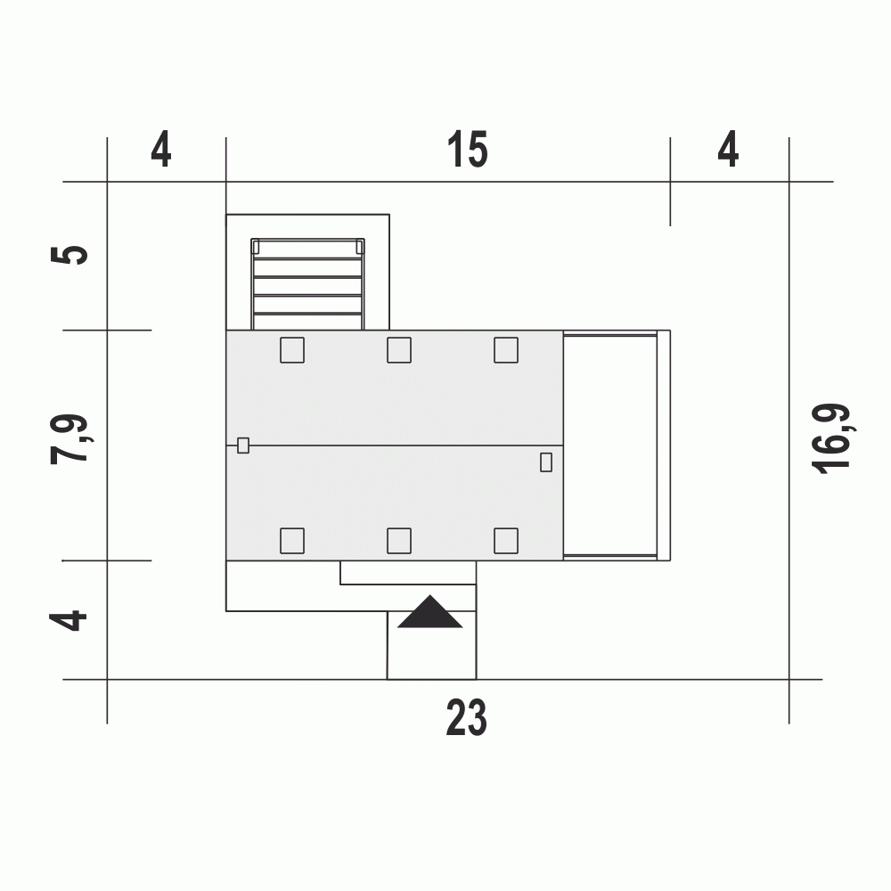 Rzut projektu Eco 5 A z garażem - Usytuowanie na działce