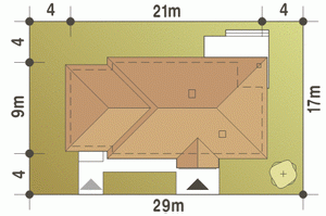 Rzut projektu Filipek A1 z garażem 2st. - Usytuowanie na działce