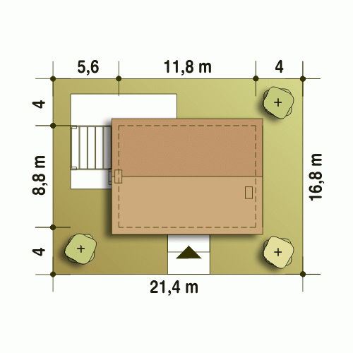 Rzut projektu Michał bez garażu - Usytuowanie na działce