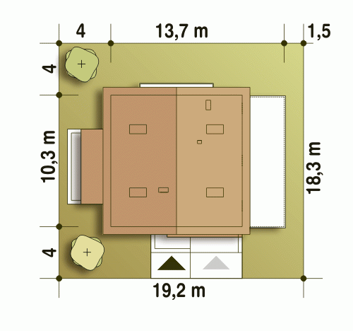Rzut projektu Nowinka A1 - Usytuowanie na działce
