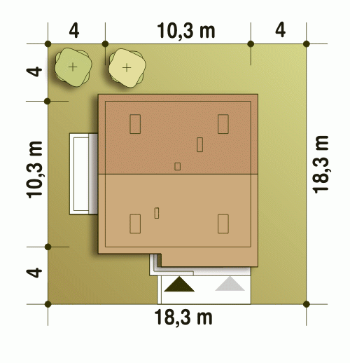 Rzut projektu Nowinka IV A z garażem - Usytuowanie na działce