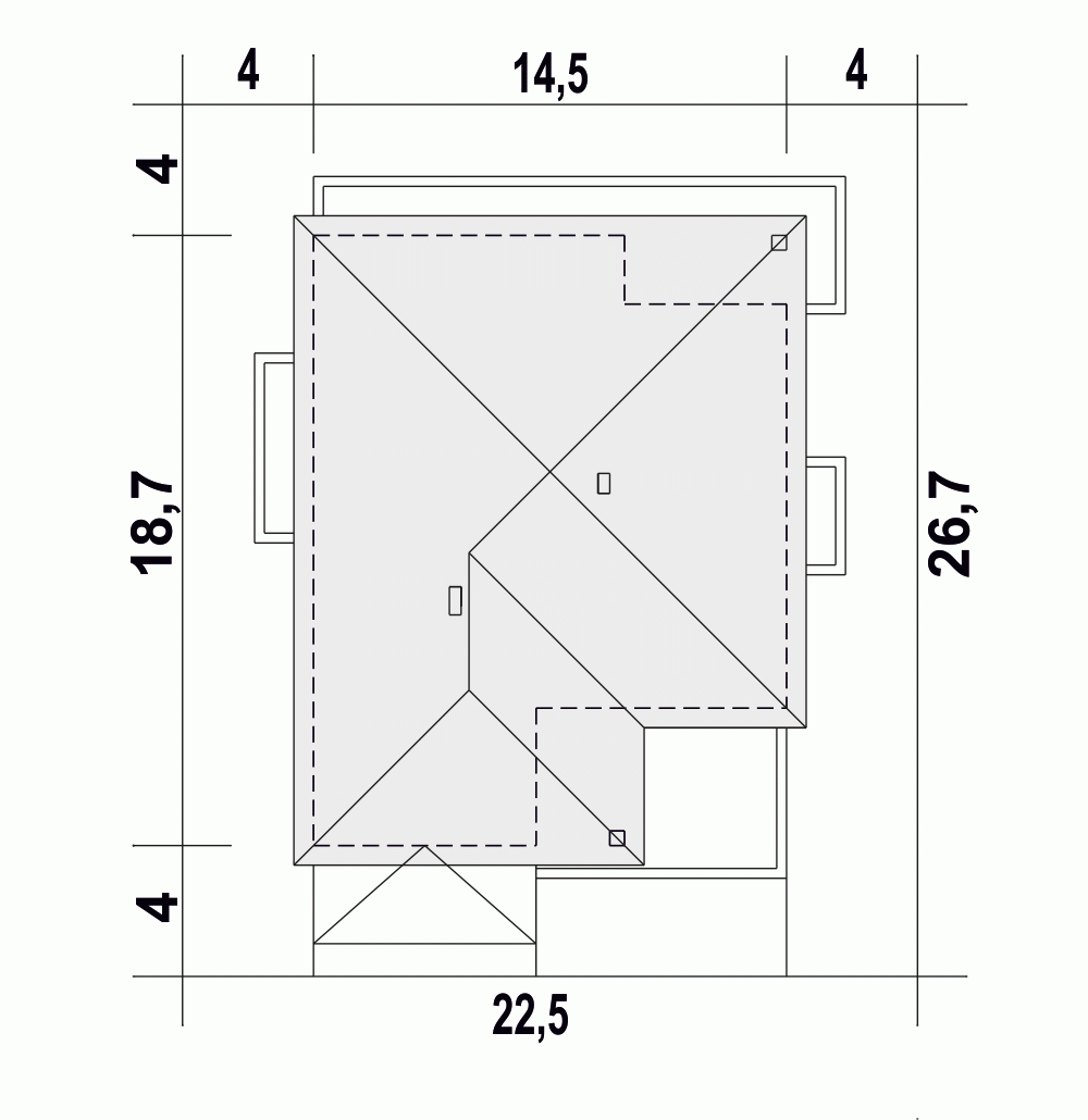 Rzut projektu Pogodna z garażem 2st. - Usytuowanie na działce