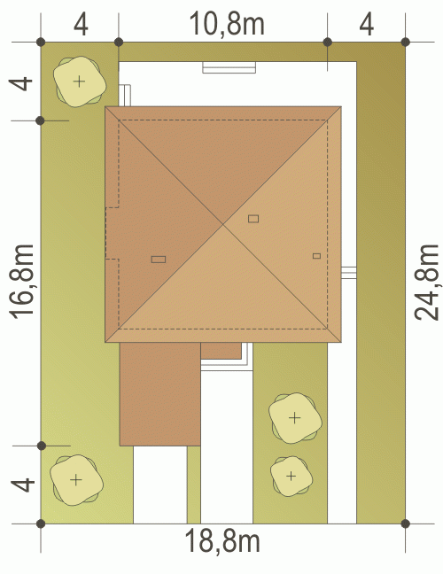 Rzut projektu Tamara z garażem - Usytuowanie na działce