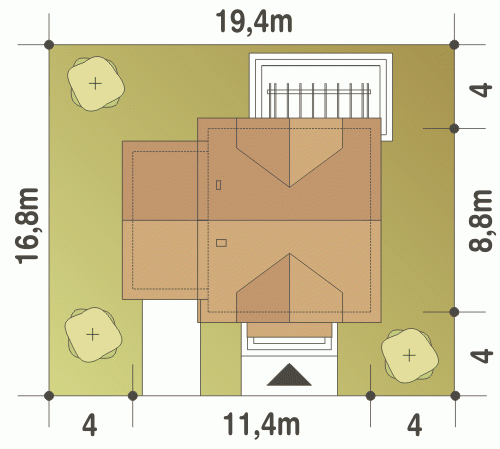 Rzut projektu Koliber z garażem - Usytuowanie na działce