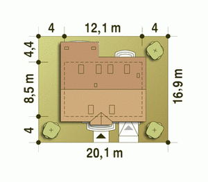 Rzut projektu Julia III A1 z garażem - Usytuowanie na działce