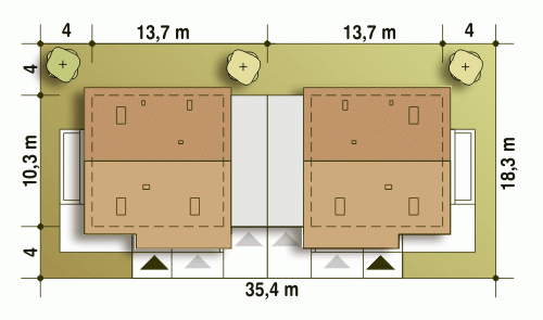 Rzut projektu Nowinka III bliźniak A1-BL1 - Usytuowanie na działce