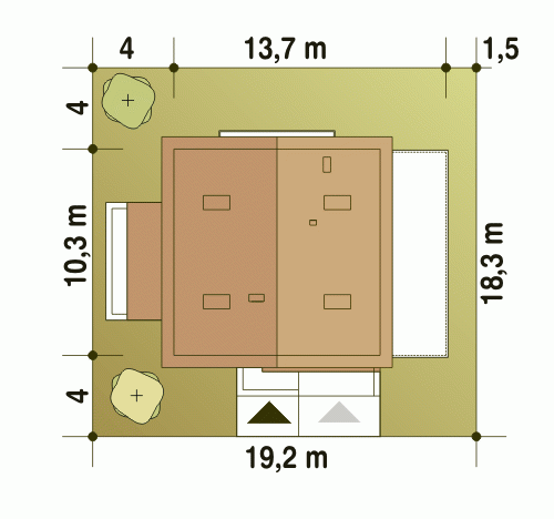 Rzut projektu Nowinka V A1 - Usytuowanie na działce