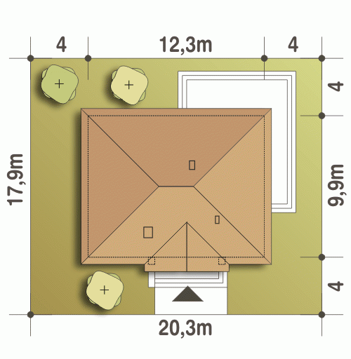 Rzut projektu Łucja II - Usytuowanie na działce