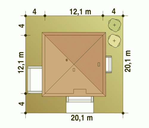 Rzut projektu Kalandra II bez garażu - Usytuowanie na działce