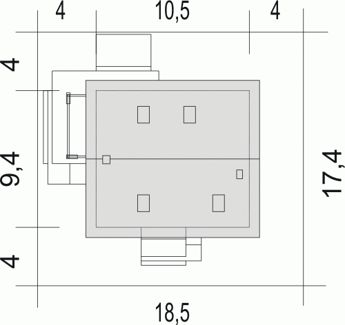 Rzut projektu Monika III bez wiaty - Usytuowanie na działce