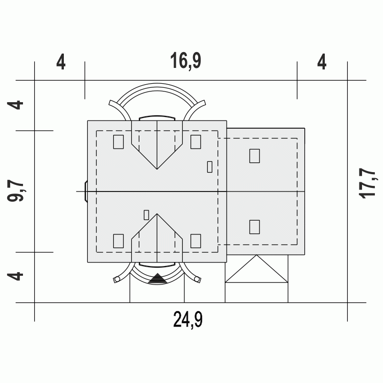 Rzut projektu Dom Dla Ciebie 3 A1 z garażem 2st. - Usytuowanie na działce