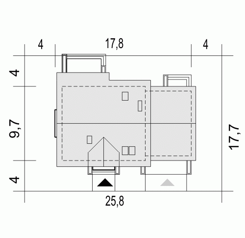 Rzut projektu Daria A1 z garażem 2st. - Usytuowanie na działce