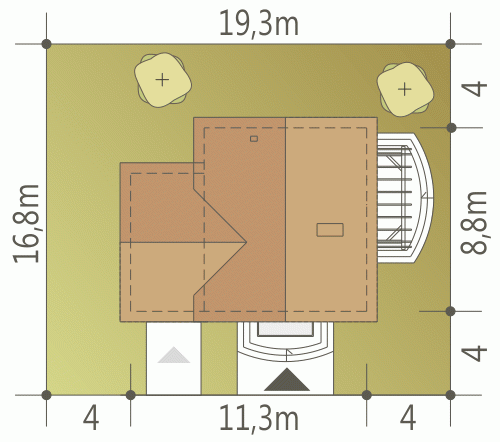 Rzut projektu Ala III z garażem - Usytuowanie na działce