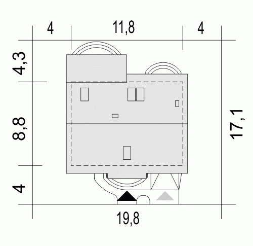 Rzut projektu Inka IV z garażem - Usytuowanie na działce