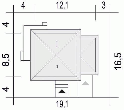 Rzut projektu Egon III z garażem - Usytuowanie na działce