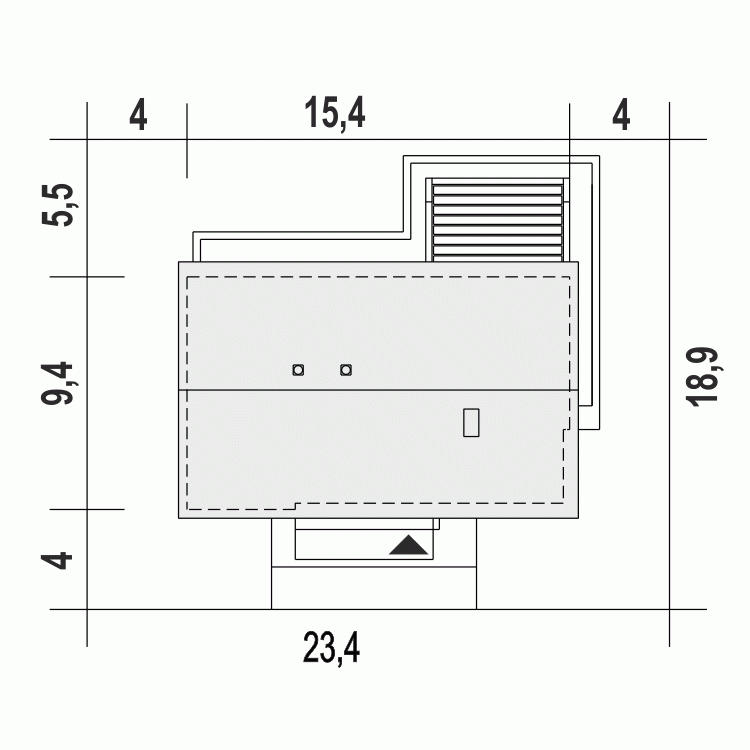 Rzut projektu Kalikst B - Usytuowanie na działce
