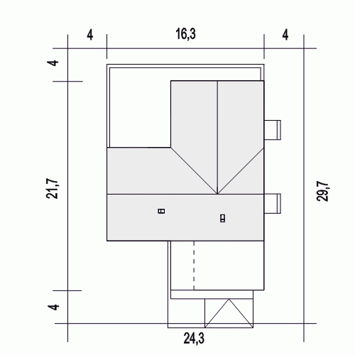 Rzut projektu Magnetyt z garażem 2st. - Usytuowanie na działce