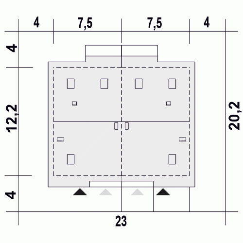 Rzut projektu Głuszec III A-BL z garażem - Usytuowanie na działce