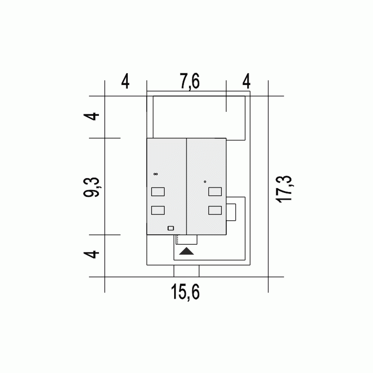 Rzut projektu Amon - Usytuowanie na działce