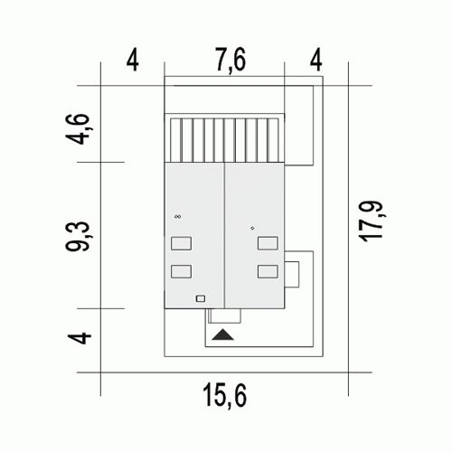 Rzut projektu Amon II - Usytuowanie na działce