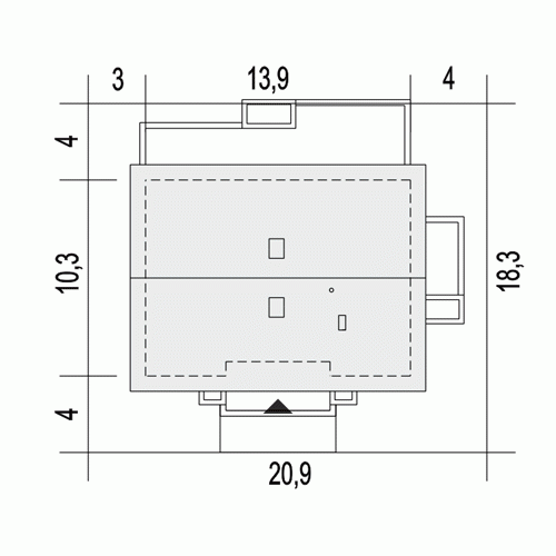 Rzut projektu Bratek III - Usytuowanie na działce