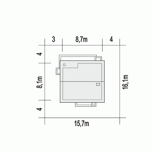 Rzut projektu Bambi - Usytuowanie na działce