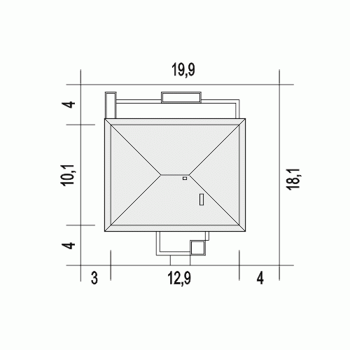 Rzut projektu Kalcyt IV - Usytuowanie na działce