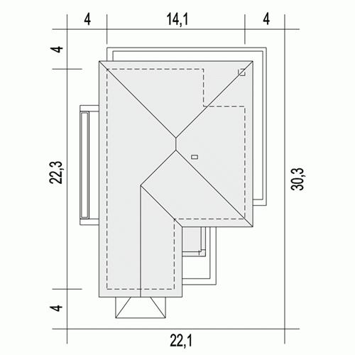 Rzut projektu Laura II z garażem 2st. - Usytuowanie na działce