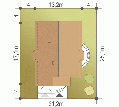 Rzut projektu Anielka z garażem - Usytuowanie na działce