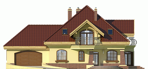 Rzut projektu Dzierlatka III z garażem 2st. - Elewacja