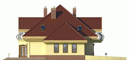 Rzut projektu Dzierlatka III z garażem 2st. - Elewacja