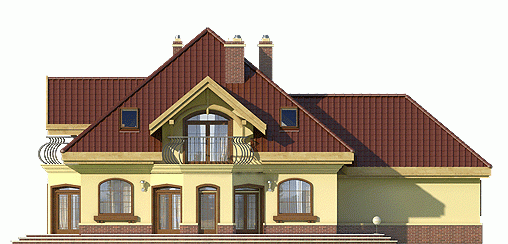 Rzut projektu Dzierlatka III z garażem 2st. - Elewacja