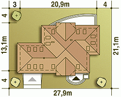 Rzut projektu Dzierlatka IV z garażem 2st. - Usytuowanie na działce