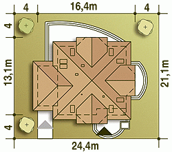 Rzut projektu Dzierlatka III z G1 z garażem - Usytuowanie na działce
