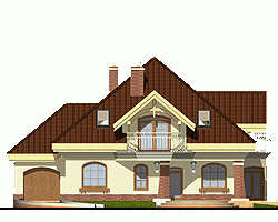 Rzut projektu Dzierlatka III z G1 z garażem - Elewacja