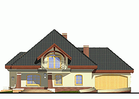 Rzut projektu Dzierlatka V z G2 z garażem 2st. - Elewacja