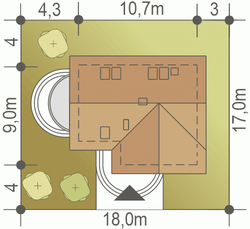 Rzut projektu Sójka II bez garażu - Usytuowanie na działce