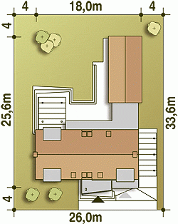 Rzut projektu Alan z basenem z garażem - Usytuowanie na działce