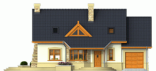 Rzut projektu Agatka II z garażem - Elewacja