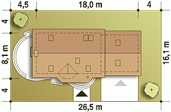 Rzut projektu Agatka II z G2 z garażem 2st. - Usytuowanie na działce