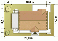 Rzut projektu Filipek II z garażem - Usytuowanie na działce