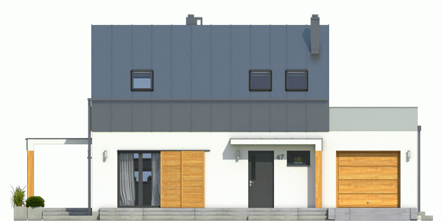 Rzut projektu Eco 3 z garażem - Elewacja