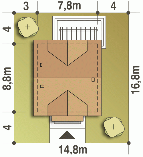 Rzut projektu Koliber - Usytuowanie na działce
