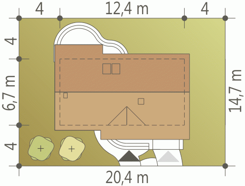 Rzut projektu Kajtek z garażem - Usytuowanie na działce